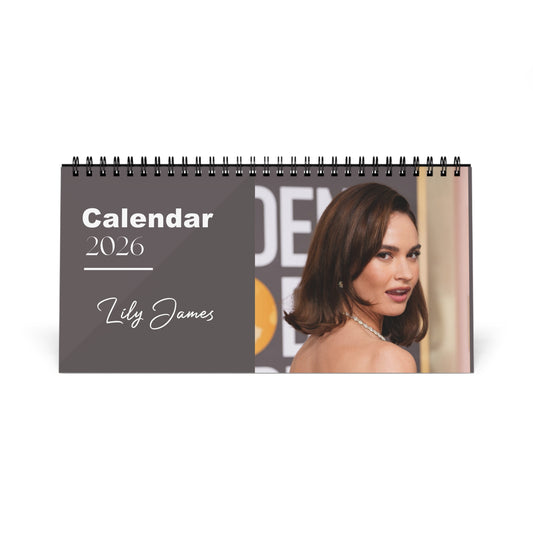 Lily James 2026 Desk Calendar | Premium Spiral Bound Celebrity Photo Calendar | High-Quality Fan Gift & Desk Décor