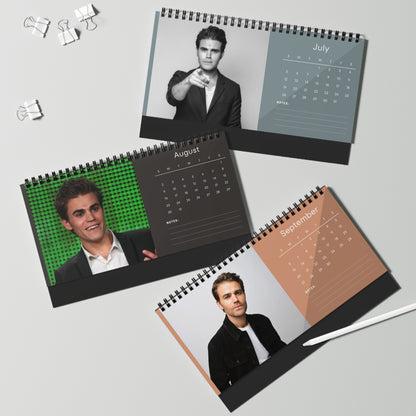 Paul Wesley 2026 Desk Calendar | Celebrity Spiral Bound Photo Calendar | Fan Collectible Gift | Stylish Desk & Office Décor