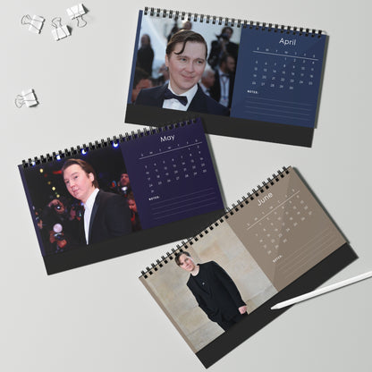 Paul Dano 2026 Desk Calendar | Premium Spiral Bound Celebrity Photo Calendar | High-Quality Fan Gift & Desk Décor