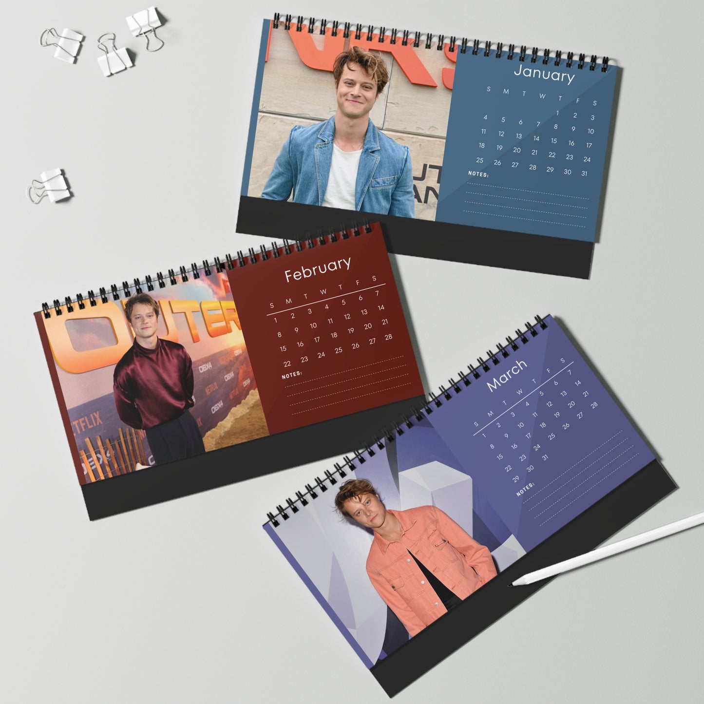 Rudy Pankow 2026 Desk Calendar | Premium Spiral Bound Celebrity Photo Calendar | High-Quality Fan Gift & Desk Décor