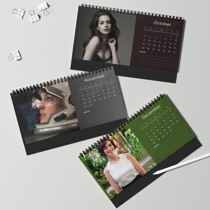 Anne Hathaway 2026 Desk Calendar | Celebrity Spiral Bound Photo Calendar | Fan Collectible Gift | Stylish Desk & Office Décor