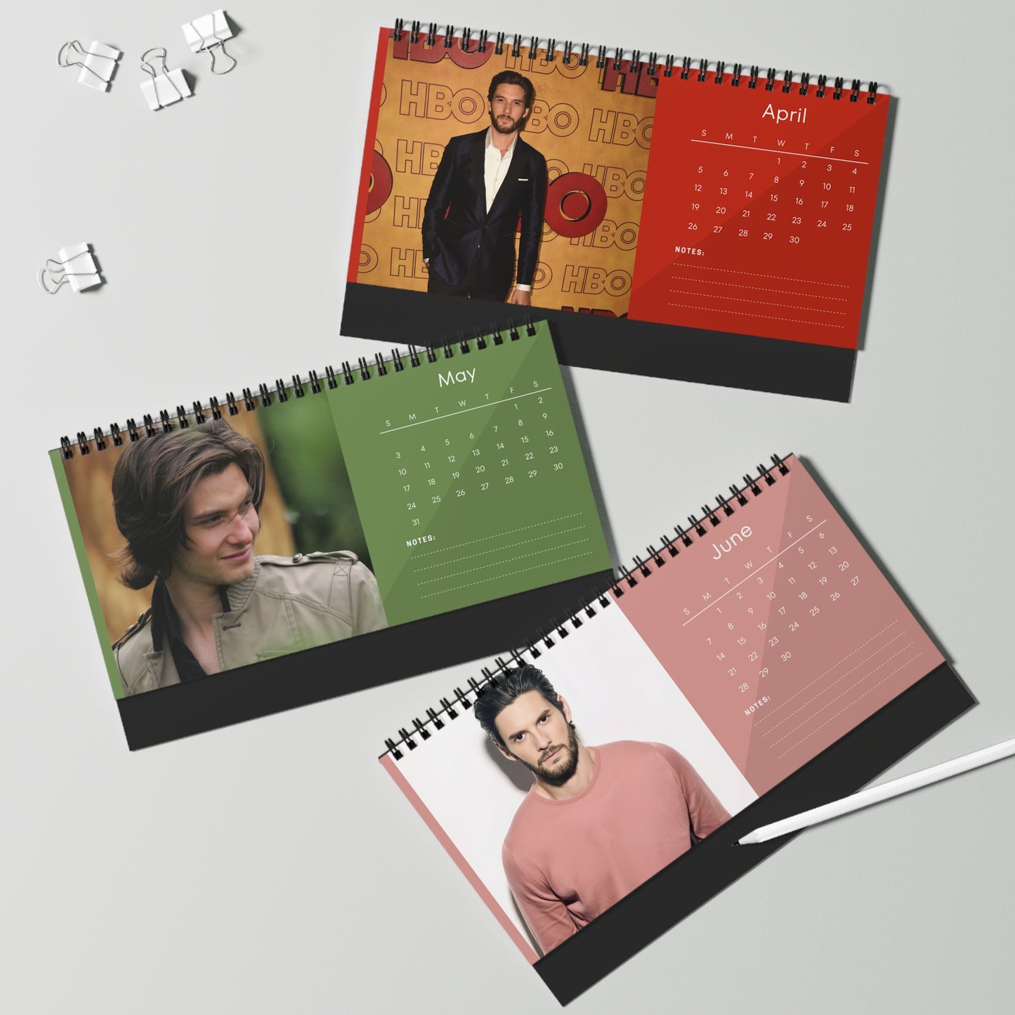 Ben Barnes 2026 Desk Calendar | Shadow and Bone The Chronicles of Narnia Star | Ben Barnes Gift | Actor Calendar | TV Movie Decor