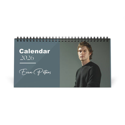 Evan Peters 2026 Desk Calendar | Premium Spiral Bound Celebrity Photo Calendar | High-Quality Fan Gift & Desk Décor