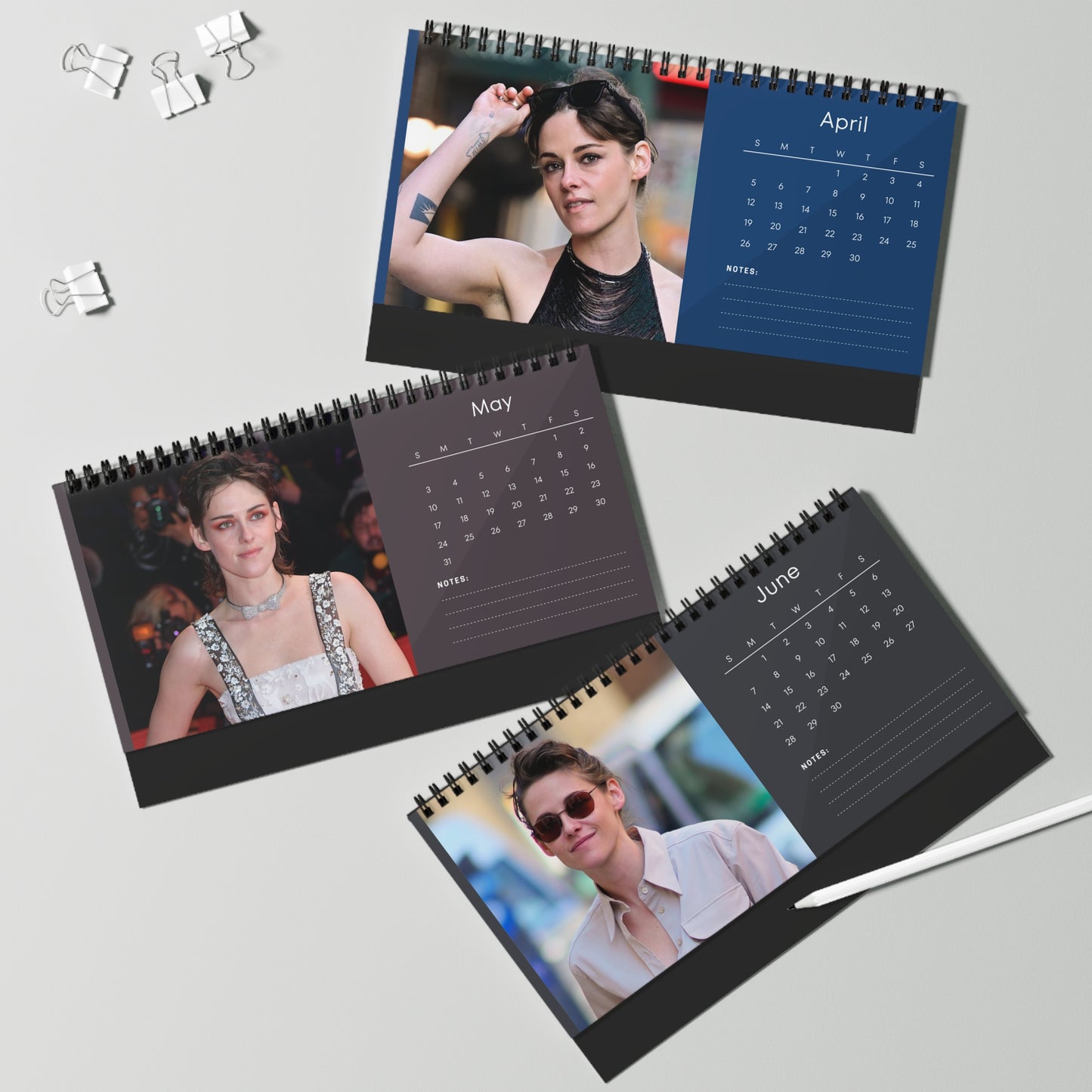Kristen Stewart 2026 Desk Calendar | Premium Spiral Bound Celebrity Photo Calendar | High-Quality Fan Gift & Desk Décor