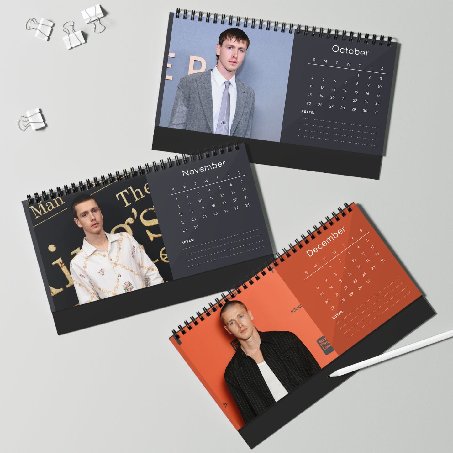 Harris Dickinson 2026 Desk Calendar | Hollywood Star | Stylish Celebrity Desk Décor | Fan Gift for Movie Lovers & Collectors