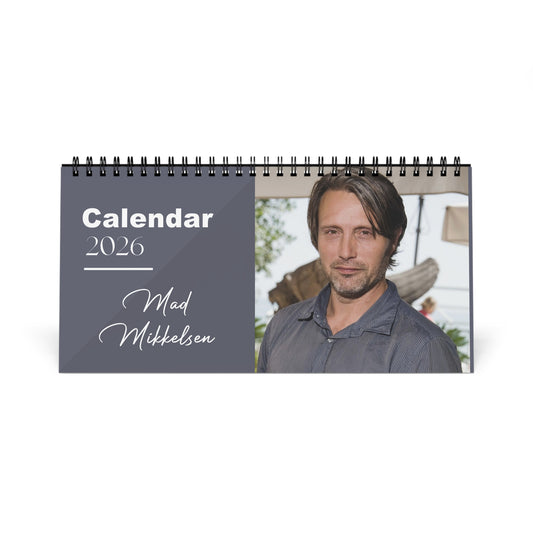 Mads Mikkelsen 2026 Desk Calendar | Premium Spiral Bound Celebrity Photo Calendar | High-Quality Fan Gift & Desk Décor