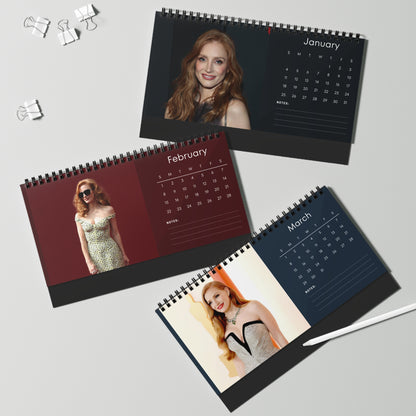 Jessica Chastain 2026 Desk Calendar | Oscar Winner Actress | Zero Dark Thirty & The Help | Celebrity Gift | Office Decor