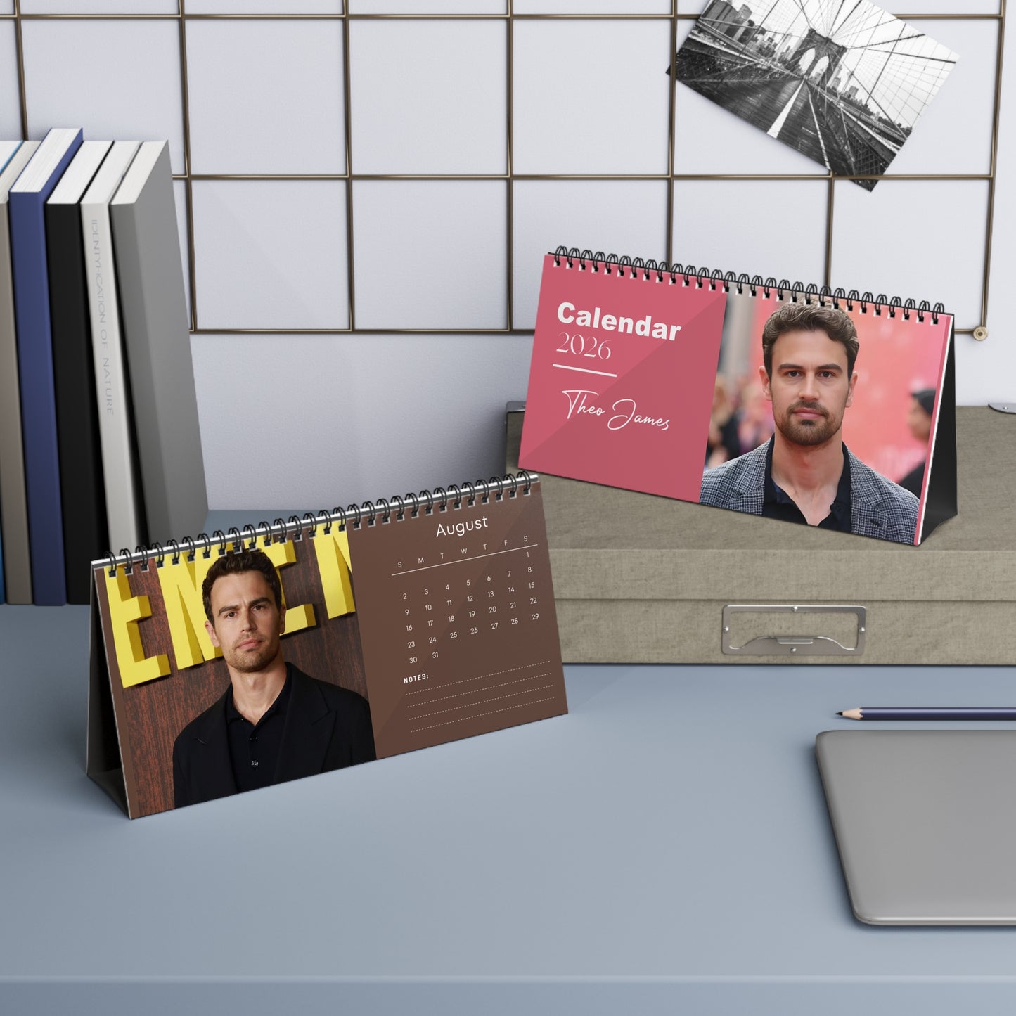 Theo James 2026 Desk Calendar | Celebrity Photo Calendar | Star Gift | Stylish Desk Decor
