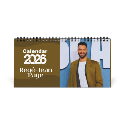 Regé-Jean Page 2026 Desk Calendar | Celebrity Spiral Bound Photo Calendar | Fan Collectible Gift | Stylish Desk & Office Décor