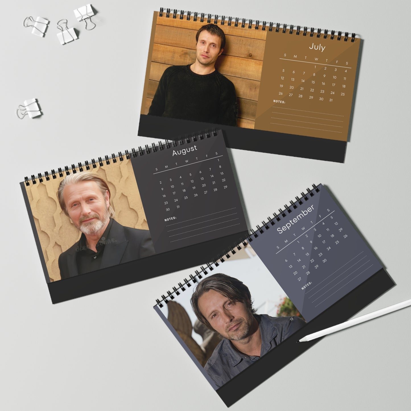 Mads Mikkelsen 2026 Desk Calendar | Premium Spiral Bound Celebrity Photo Calendar | High Quality Collectible Gift for Fans & Desk Décor