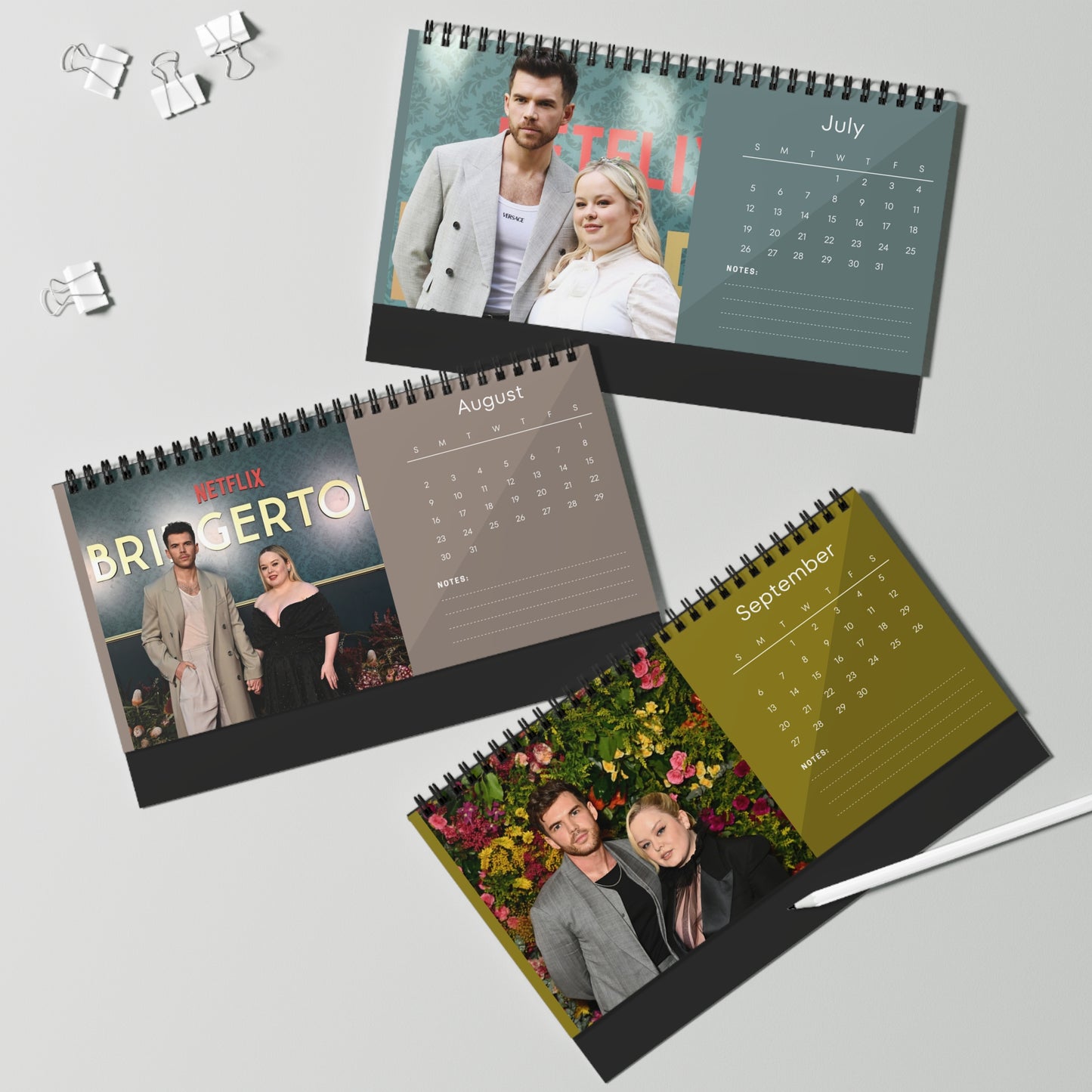 Nicola Coughlan & Luke Newton 2026 Desk Calendar | Premium Spiral Bound Celebrity Photo Calendar | Collectible Fan Gift | Stylish Desk