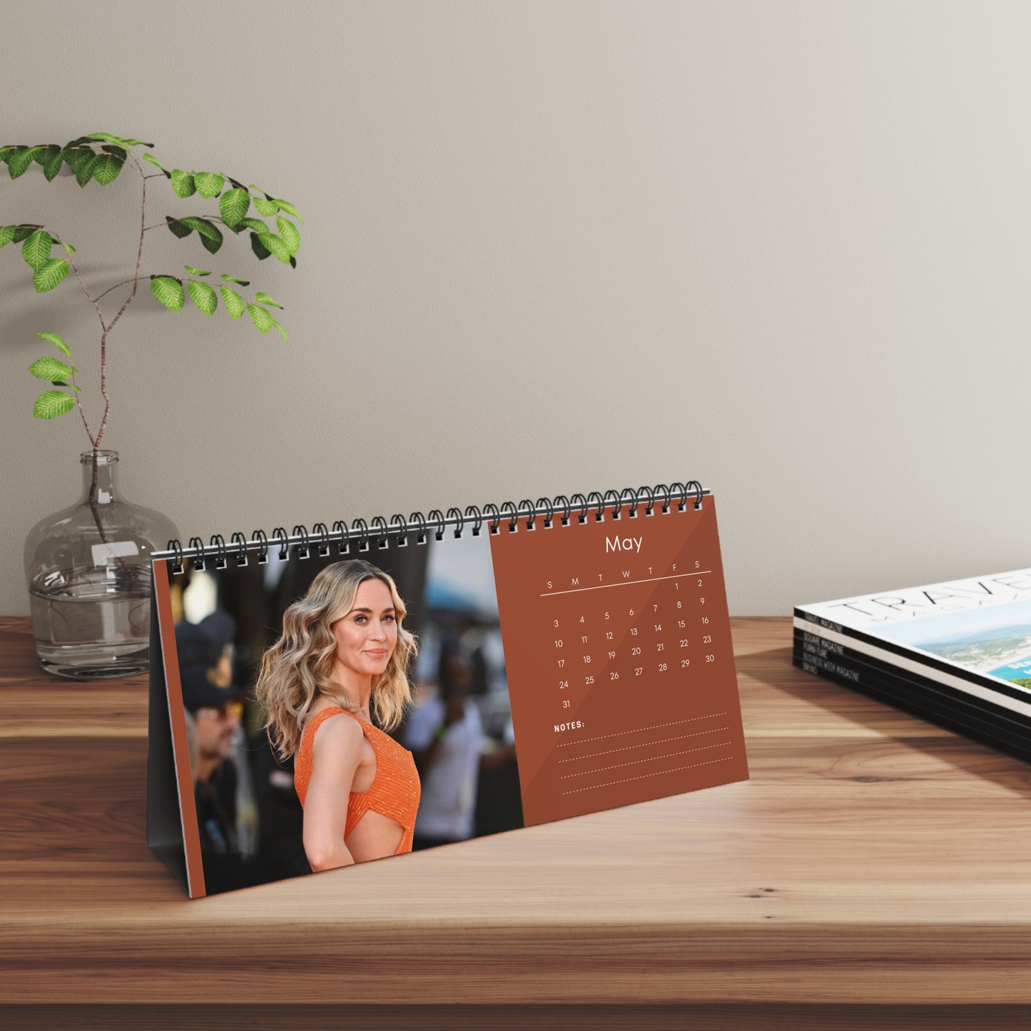 Emily Blunt 2026 Desk Calendar | Premium Spiral Bound Celebrity Photo Calendar | High-Quality Fan Gift & Desk Décor