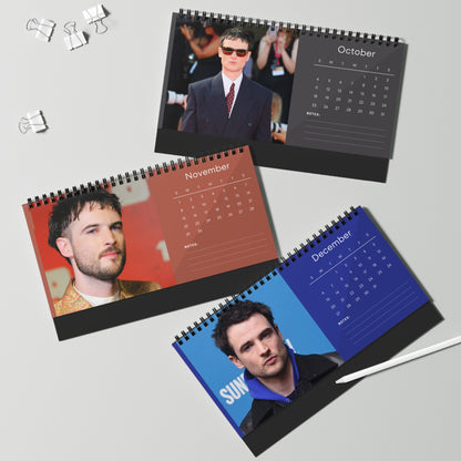 Tom Sturridge 2026 Desk Calendar | Celebrity Spiral Bound Photo Calendar | Fan Collectible Gift | Stylish Desk & Office Décor
