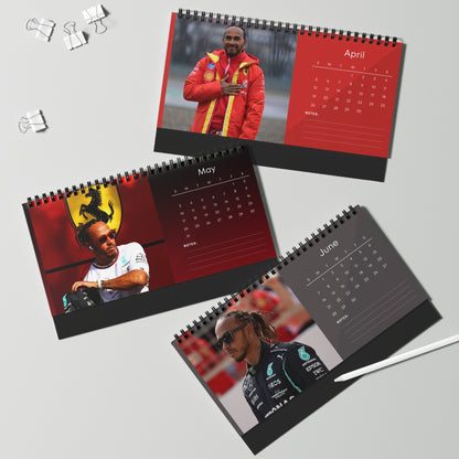 Lewis Hamilton 2026 Desk Calendar | F1 Racing Star Spiral Bound Photo Calendar | Fan Collectible Gift | Stylish Desk & Office Décor