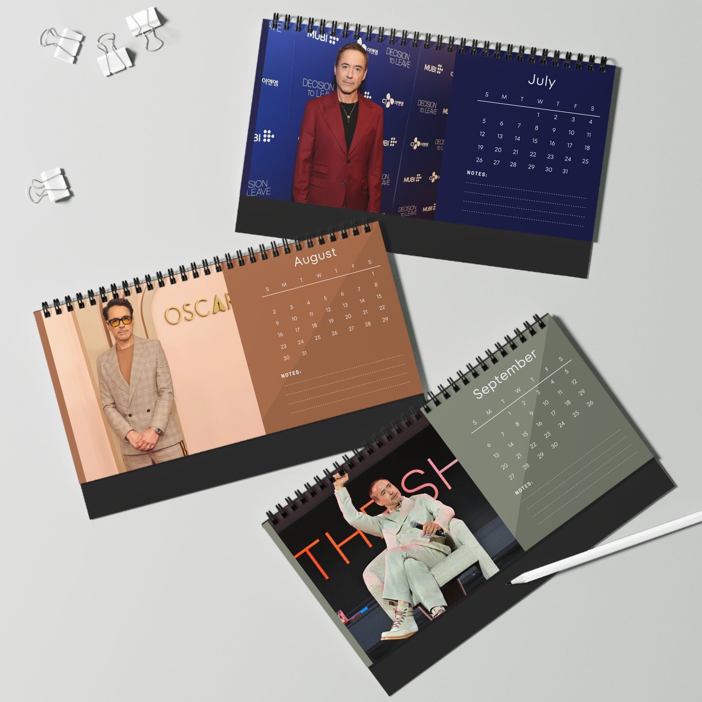 Robert Downey Jr. 2026 Desk Calendar | Premium Spiral Bound Celebrity Photo Calendar | High-Quality Fan Gift & Desk Décor