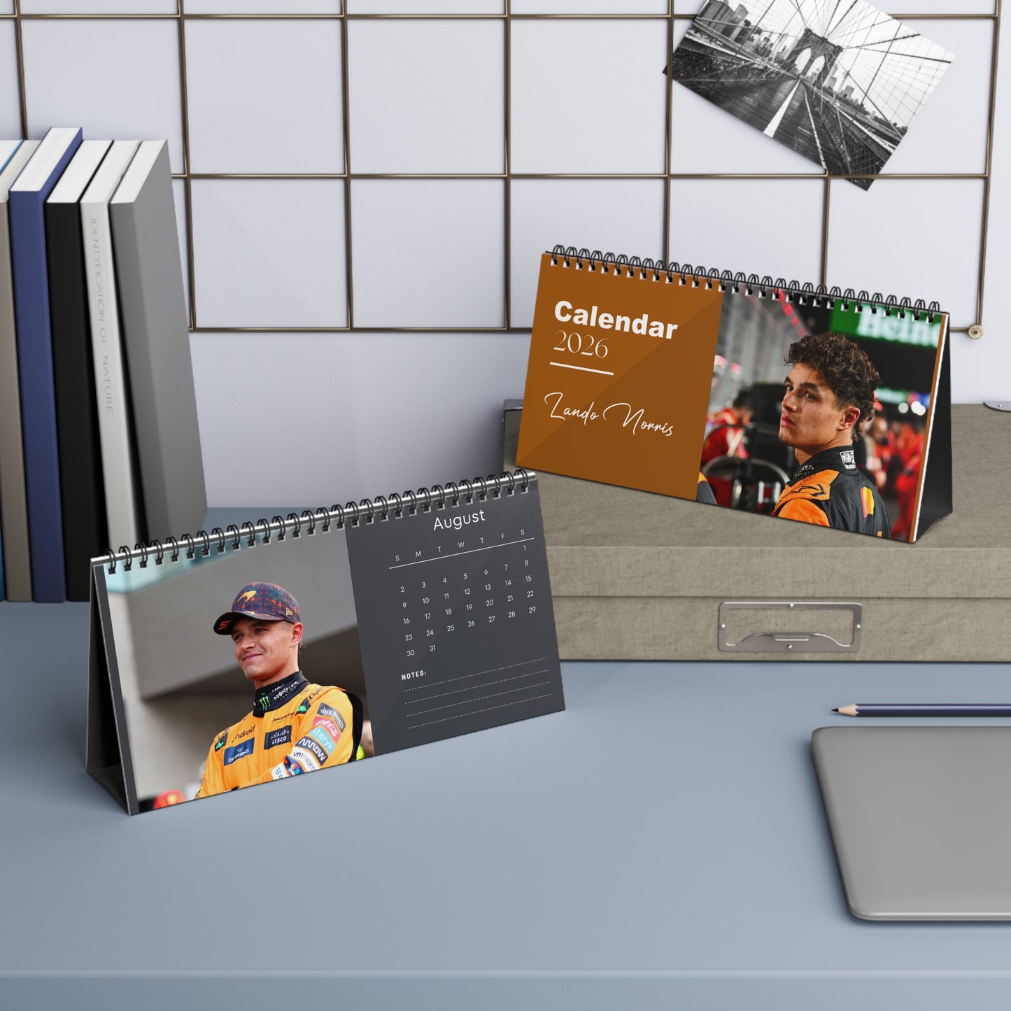 Lando Norris 2026 Desk Calendar | Premium Spiral Bound F1 Star Photo Calendar | High-Quality Fan Gift & Desk Décor