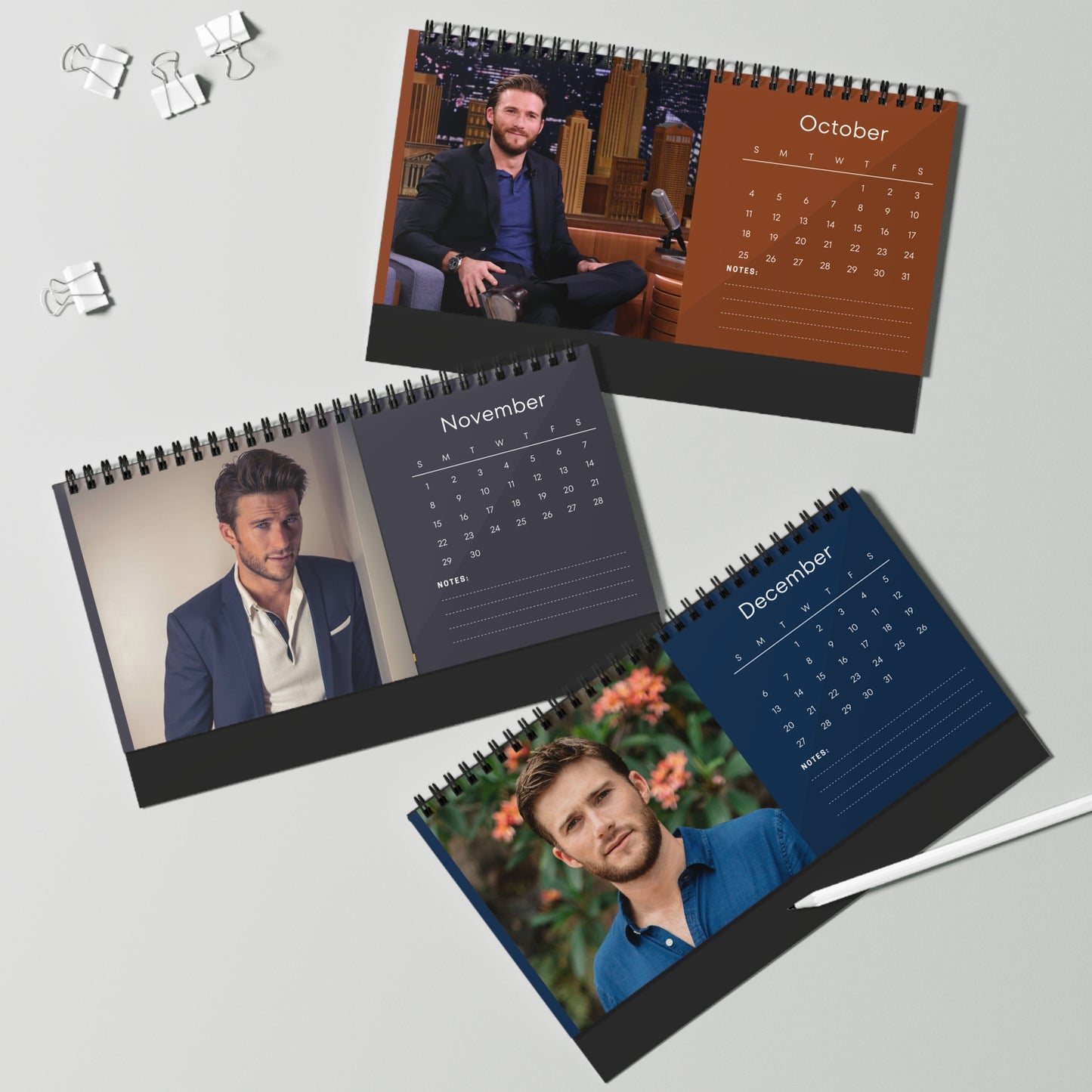 Scott Eastwood 2026 Desk Calendar | Celebrity Photo Calendar | Stylish Desk Accessory & Perfect Fan Gift