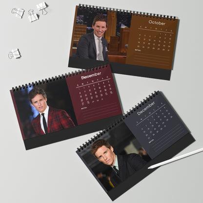 Eddie Redmayne 2026 Desk Calendar | Premium Spiral Bound Celebrity Photo Calendar | High-Quality Fan Gift & Desk Décor