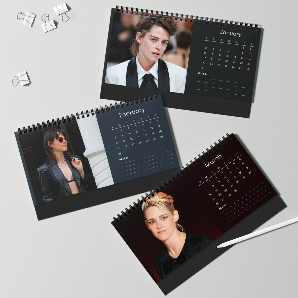 Kristen Stewart 2027 Desk Calendar Vol 3 | Spiral Bound Photo Calendar | Fan Gift