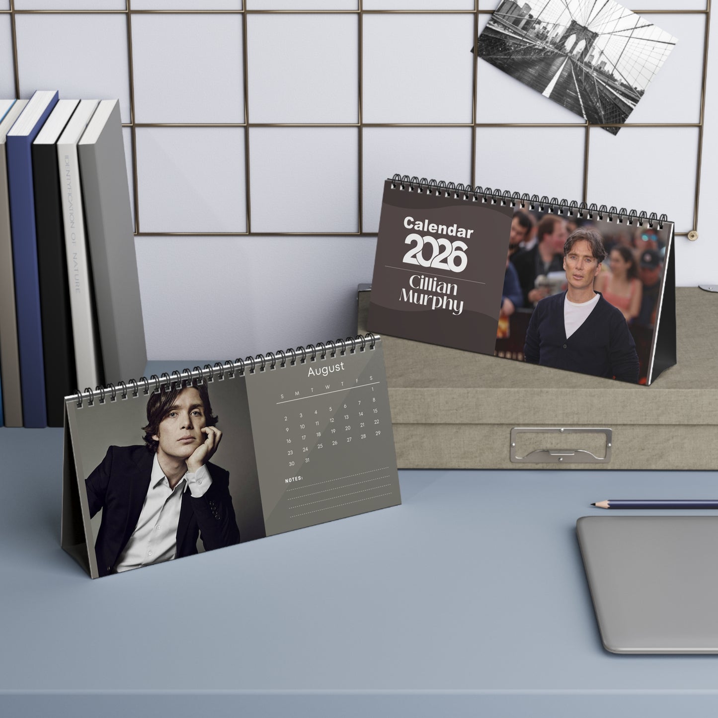 Cillian Murphy 2026 Desk Calendar | Premium Spiral Bound Celebrity Photo Calendar | Collectible Fan Gift | Stylish Desk & Office Décor