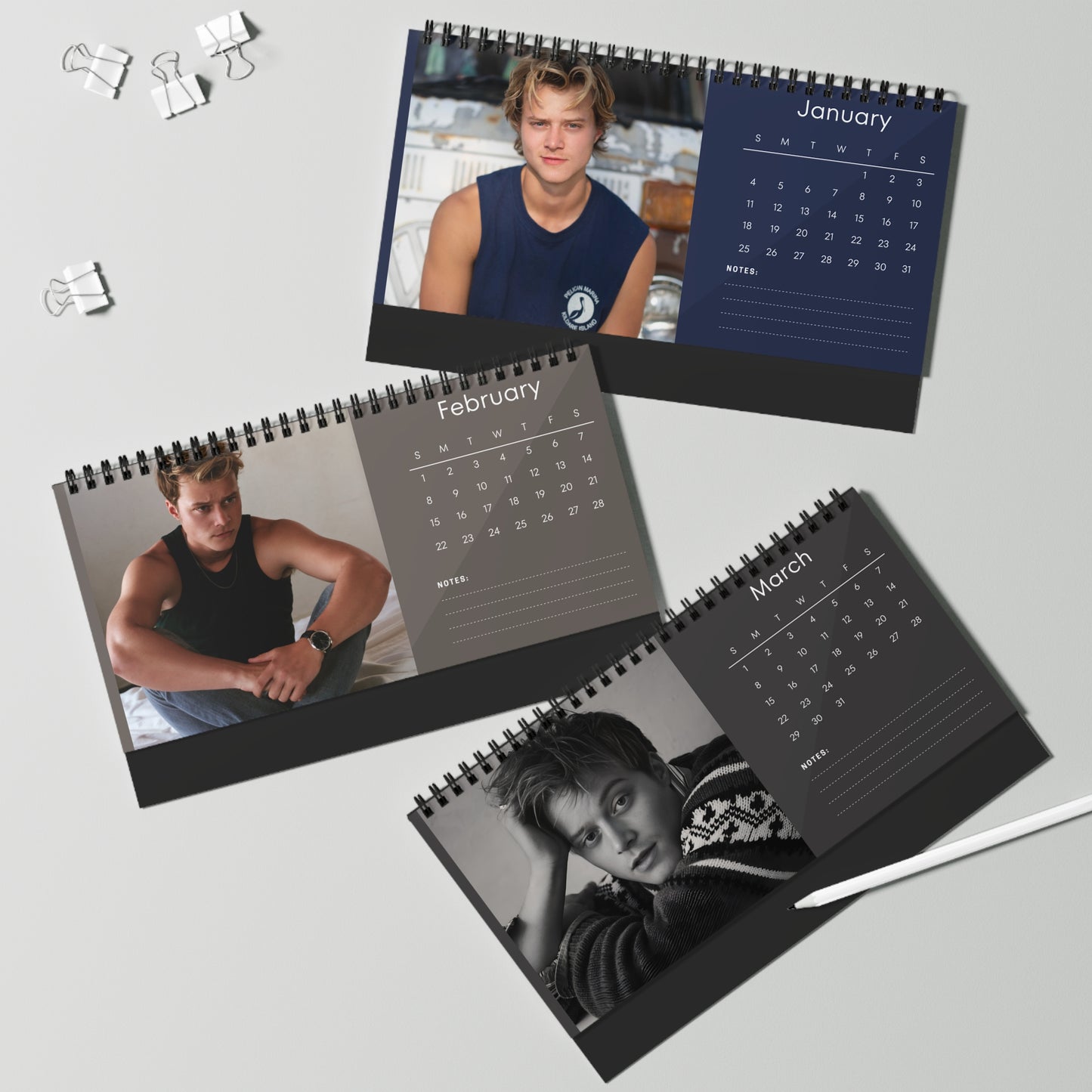 Rudy Pankow 2026 Desk Calendar | no to push