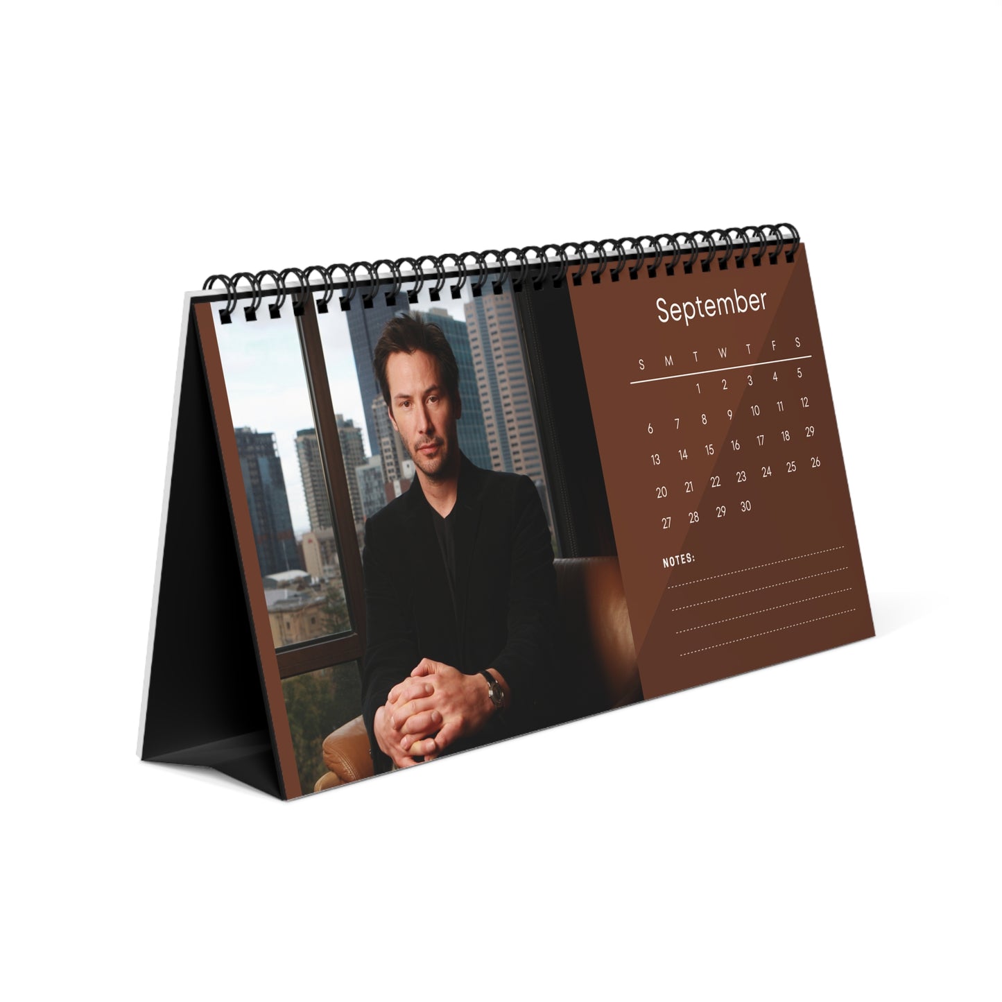 Keanu Reeves 2026 Desk Calendar | Premium Spiral Bound Celebrity Photo Calendar | Collectible Fan Gift | Stylish Desk & Office Décor