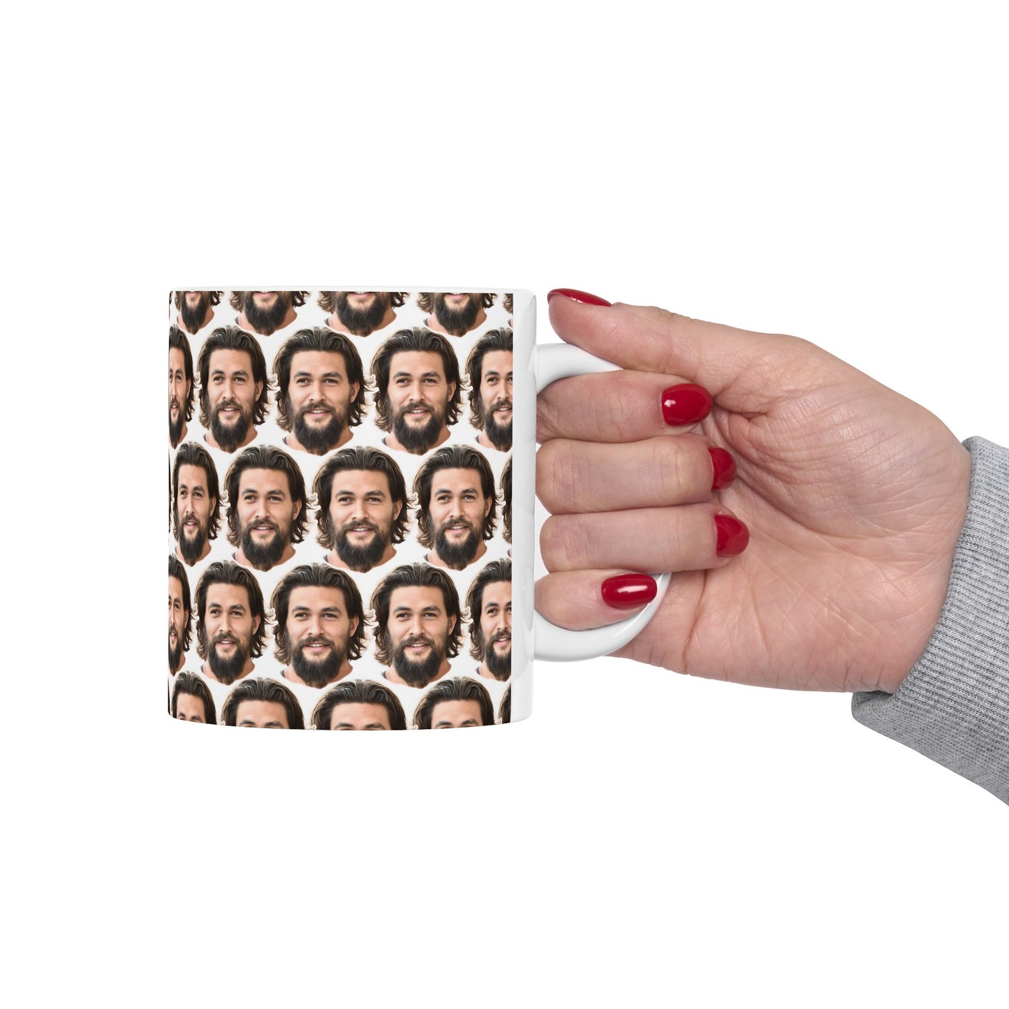 Jason Momoa Face Pattern Ceramic Mug | Unique Gift for Jason Momoa Fans