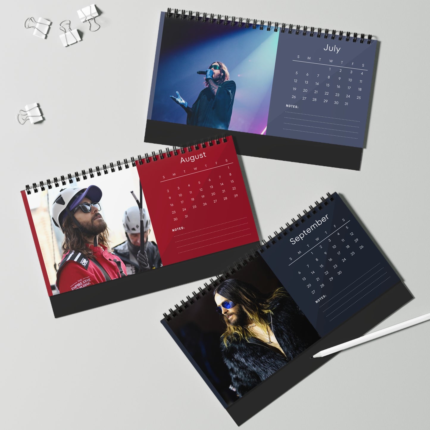 Jared Leto 2026 Desk Calendar | Premium Spiral Bound Celebrity Photo Calendar | High-Quality Fan Gift & Desk Décor