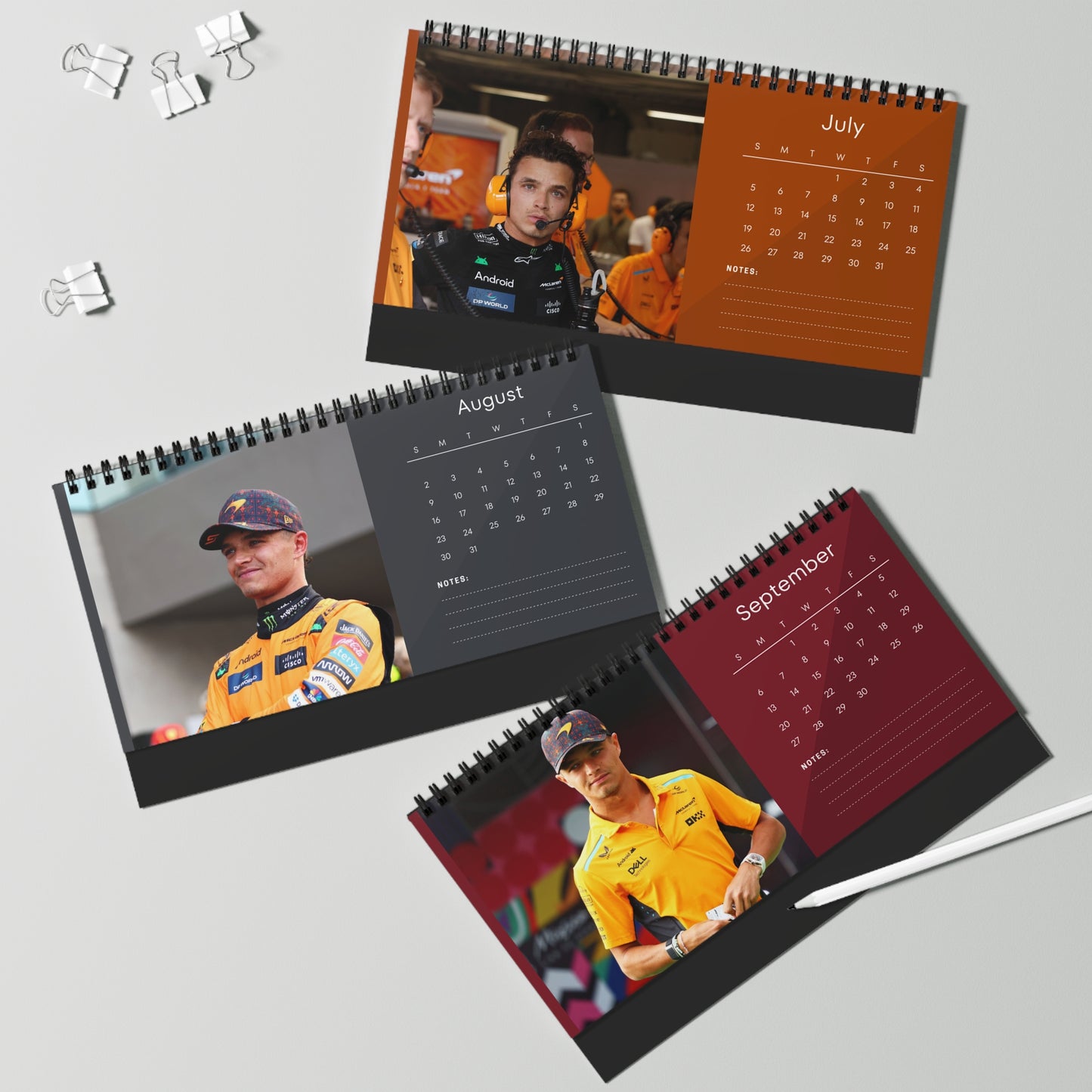 Lando Norris 2026 Desk Calendar | Premium Spiral Bound F1 Star Photo Calendar | High-Quality Fan Gift & Desk Décor