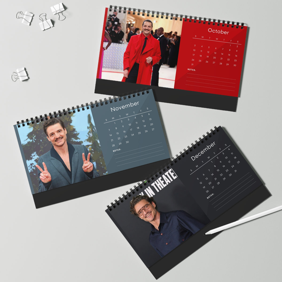 Pedro Pascal 2027 Desk Calendar Vol 2 | Spiral Bound Photo Calendar | Fan Gift