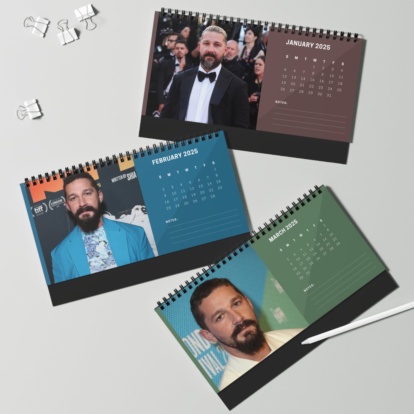 Shia LaBeouf 2025 Desk Calendar | Shia LaBeouf Calendar | Fan Gift