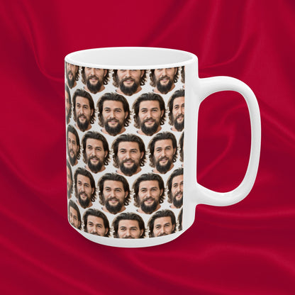 Jason Momoa Face Pattern Ceramic Mug | Unique Gift for Jason Momoa Fans