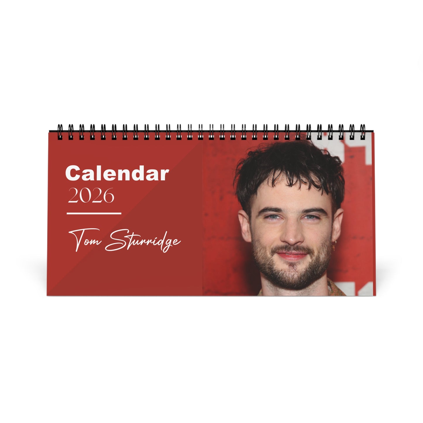 Tom Sturridge 2026 Desk Calendar | Premium Spiral Bound Celebrity Photo Calendar | High-Quality Fan Gift & Desk Décor