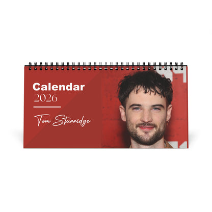 Tom Sturridge 2026 Desk Calendar | Premium Spiral Bound Celebrity Photo Calendar | High-Quality Fan Gift & Desk Décor