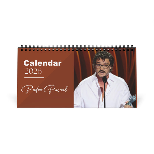 Pedro Pascal 2026 Desk Calendar | Premium Spiral Bound Celebrity Photo Calendar | High-Quality Fan Gift & Desk Décor