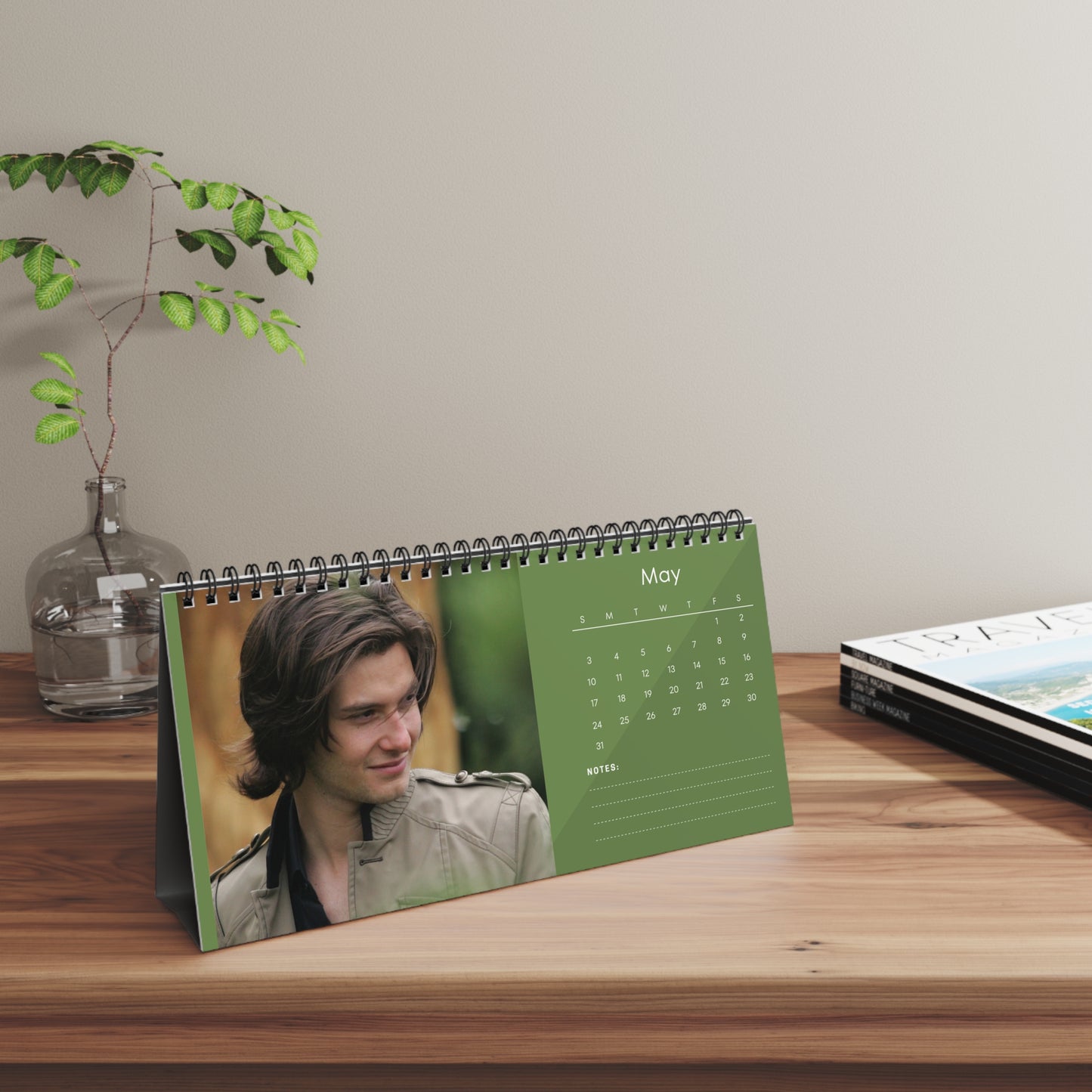 Ben Barnes 2026 Desk Calendar | Premium Spiral-Bound Celebrity Photo Calendar | High-Quality Collectible Gift for Fans & Desk Décor
