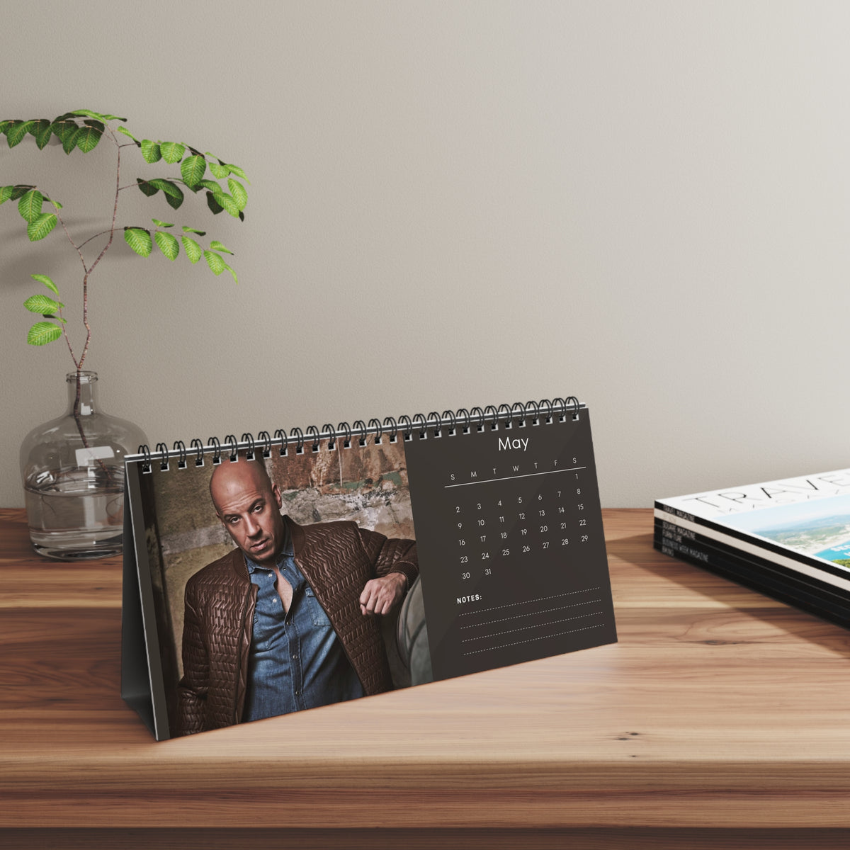 Vin Diesel 2027 Desk Calendar | Spiral Bound Photo Calendar | Fan Gift