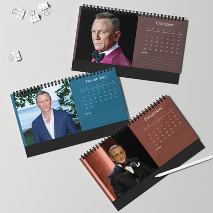 Daniel Craig 2026 Desk Calendar | Premium Spiral Bound Celebrity Photo Calendar | High-Quality Fan Gift & Desk Décor