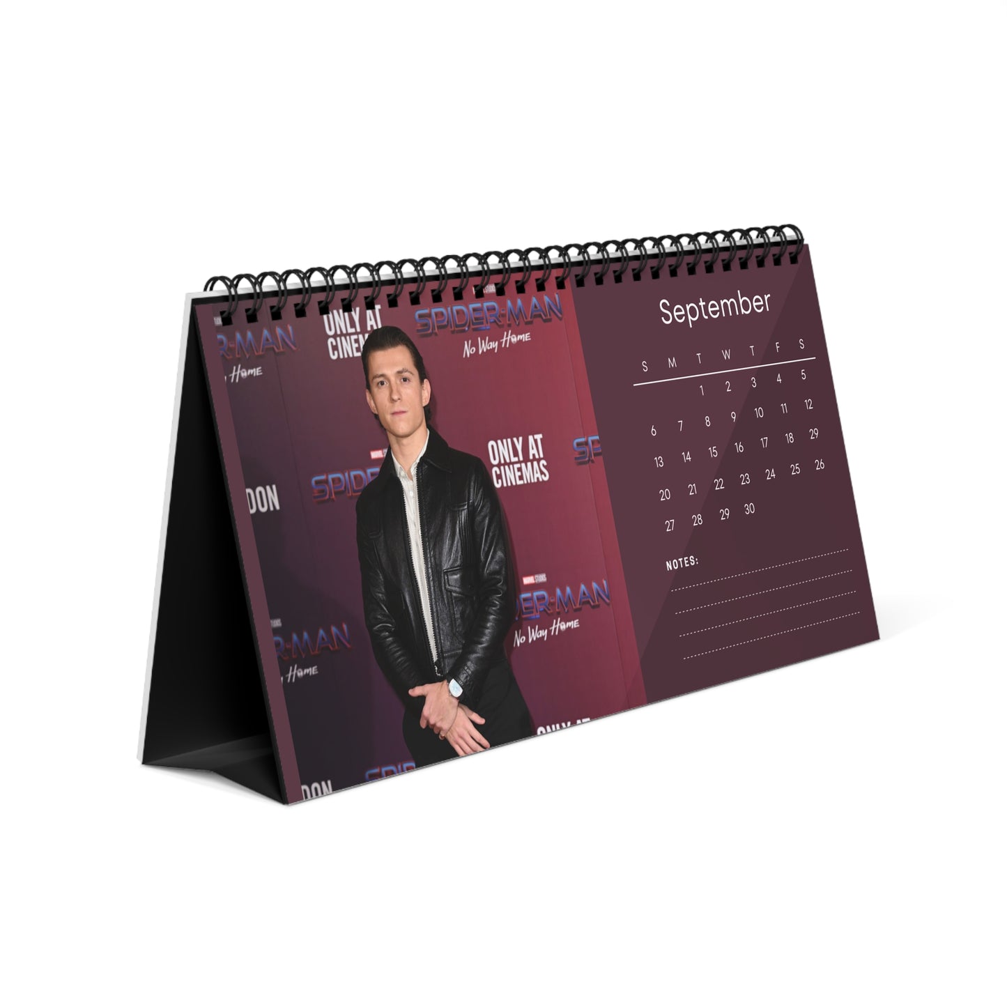 Tom Holland 2026 Desk Calendar | Premium Spiral Bound Celebrity Photo Calendar | High-Quality Fan Gift & Desk Décor