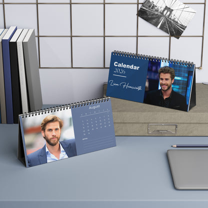 Liam Hemsworth 2026 Desk Calendar | Premium Spiral Bound Celebrity Photo Calendar | High-Quality Fan Gift & Desk Décor