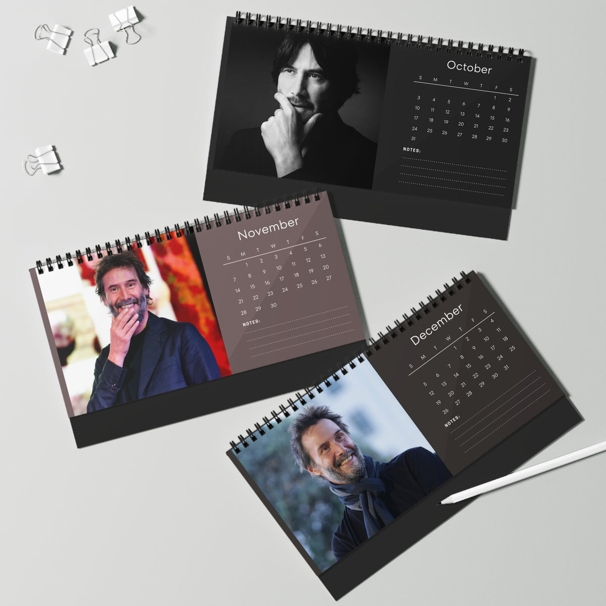 Keanu Reeves 2027 Desk Calendar Vol 4 | Spiral Bound Photo Calendar | Fan Gift