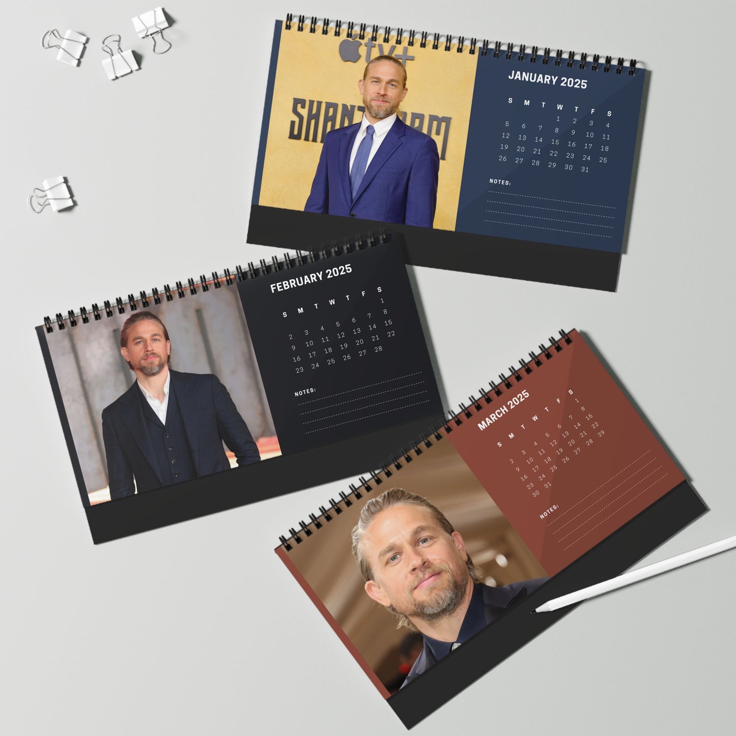 Charlie Hunnam 2025 Desk Calendar | Charlie Hunnam Calendar | Fan Gift