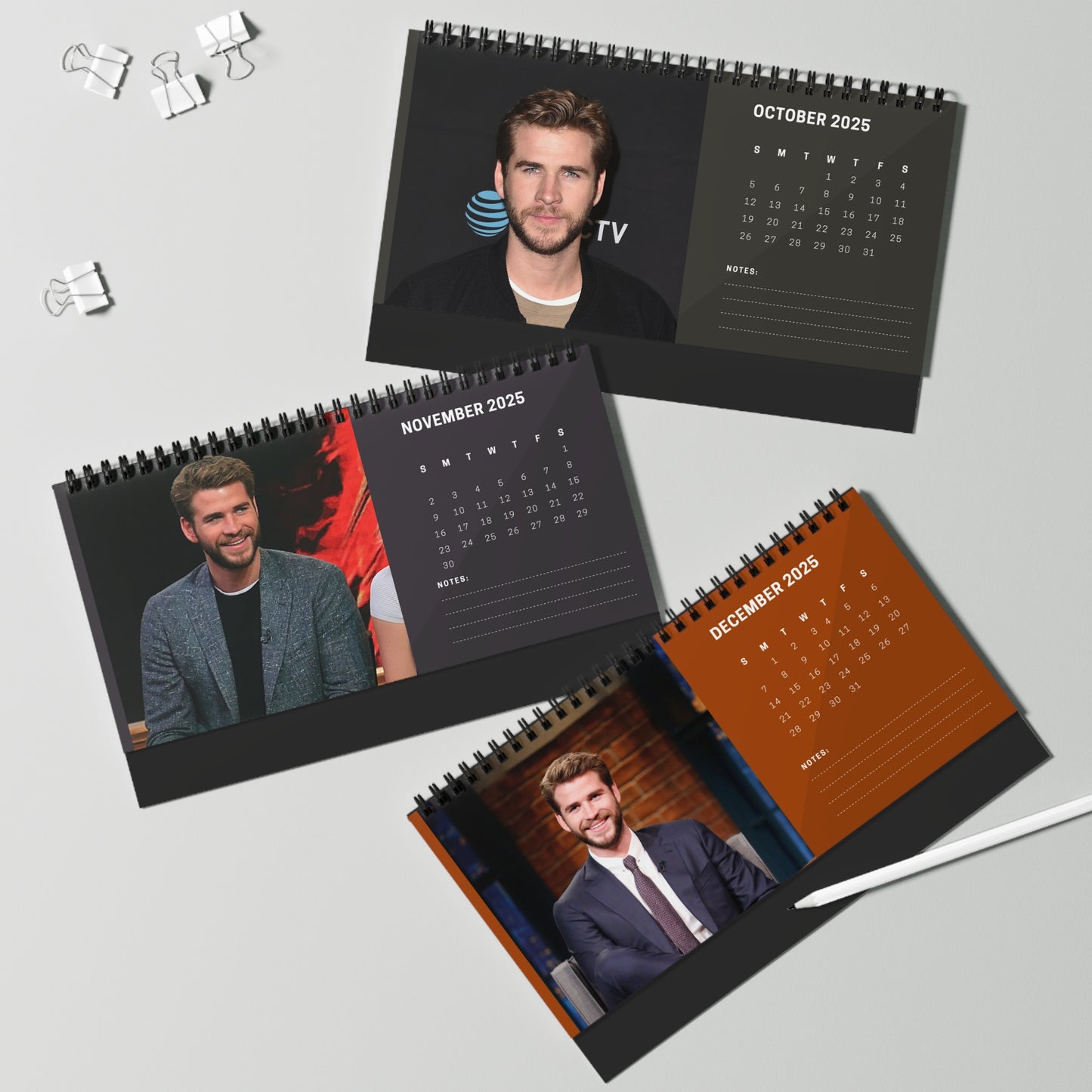 Liam Hemsworth 2025 Desk Calendar | Liam Hemsworth Calendar | Fan Gift