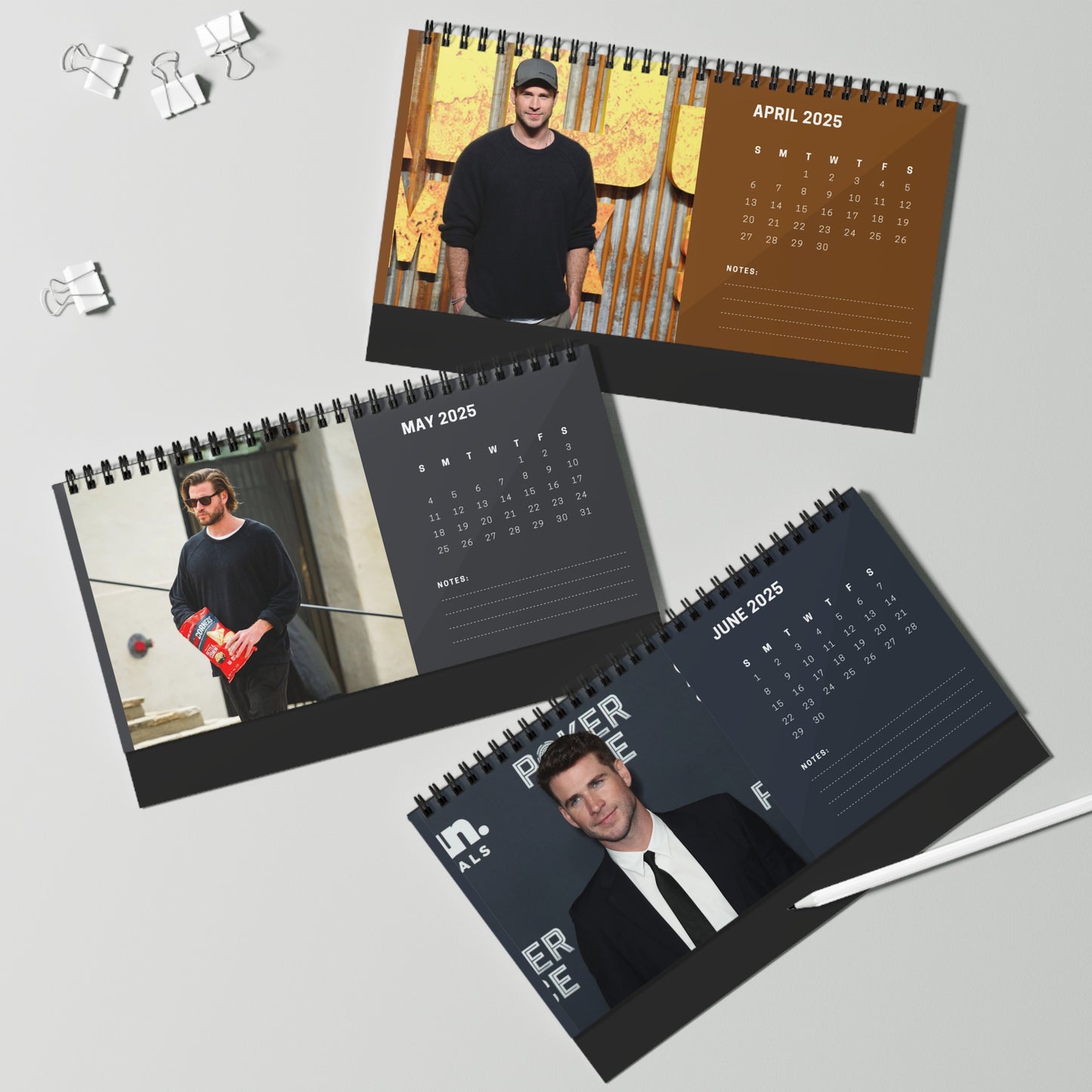 Liam Hemsworth 2025 Desk Calendar | Liam Hemsworth Calendar | Fan Gift