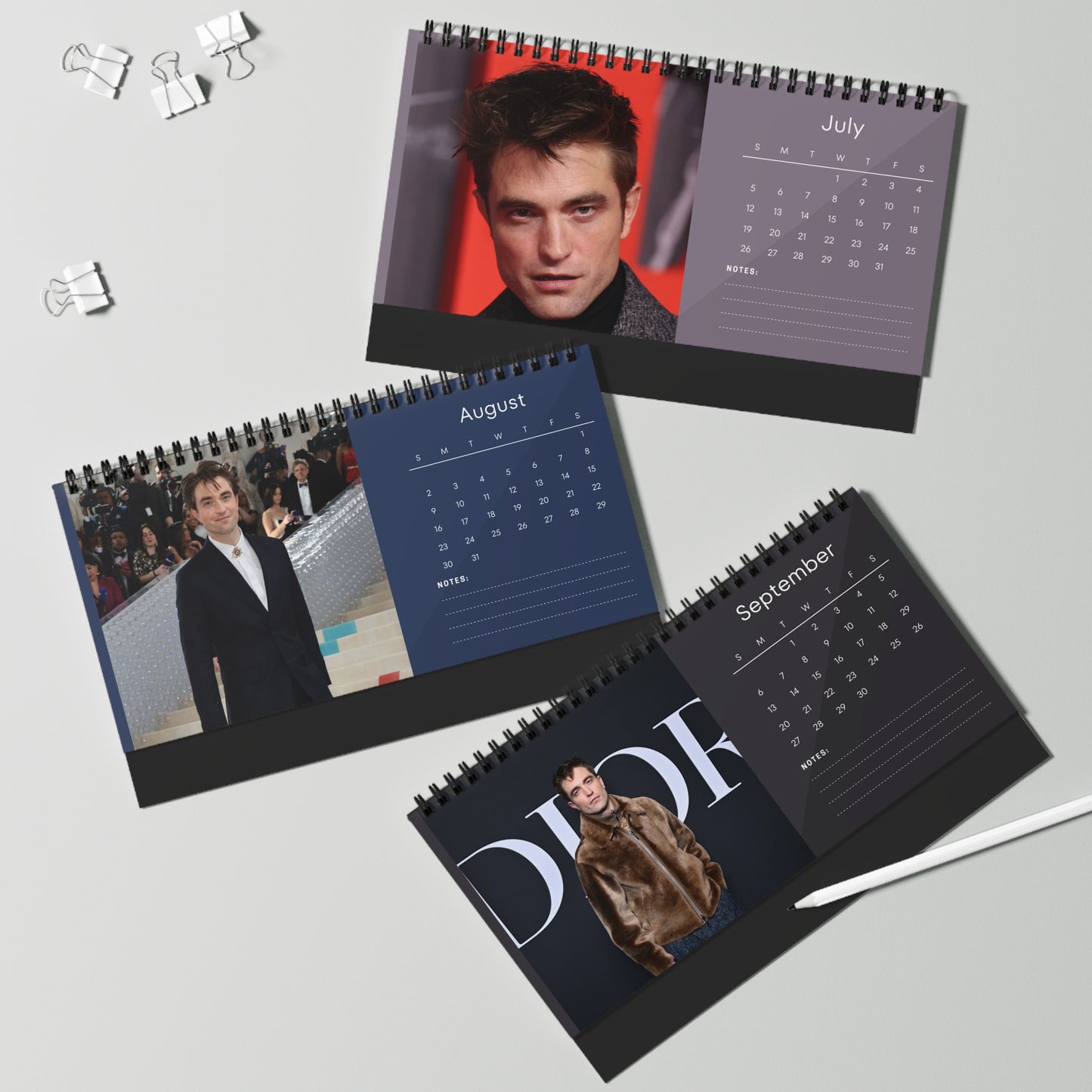 Robert Pattinson 2026 Desk Calendar | Premium Celebrity Photo Calendar | Stylish Desk Décor & Fan Gift