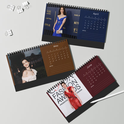Anne Hathaway 2026 Desk Calendar | Premium Celebrity Photo Calendar | Elegant Collectible Gift for Fans | Stylish Spiral Bound Desk Décor