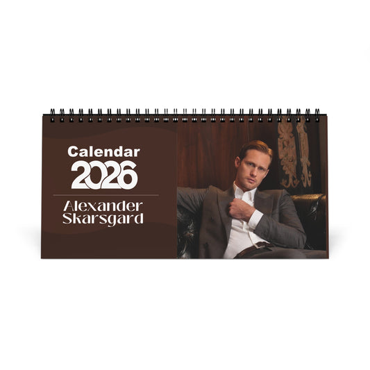 Alexander Skarsgård 2026 Desk Calendar | Premium Spiral Bound Celebrity Photo Calendar | Collectible Gift for Fans | Stylish Desk & Office Décor