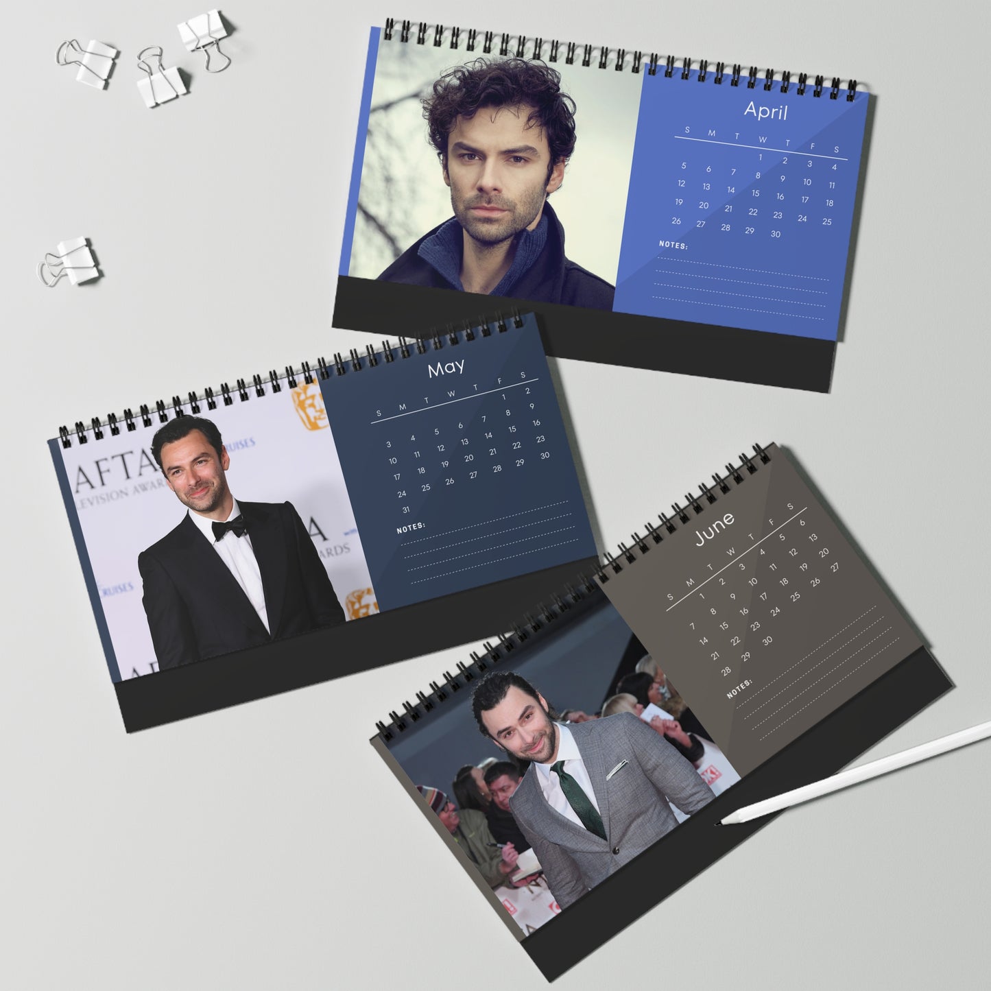 Aidan Turner 2026 Desk Calendar | Poldark Actor Gift | Ross Poldark Calendar | Hobbit Actor | Office Desk Decor