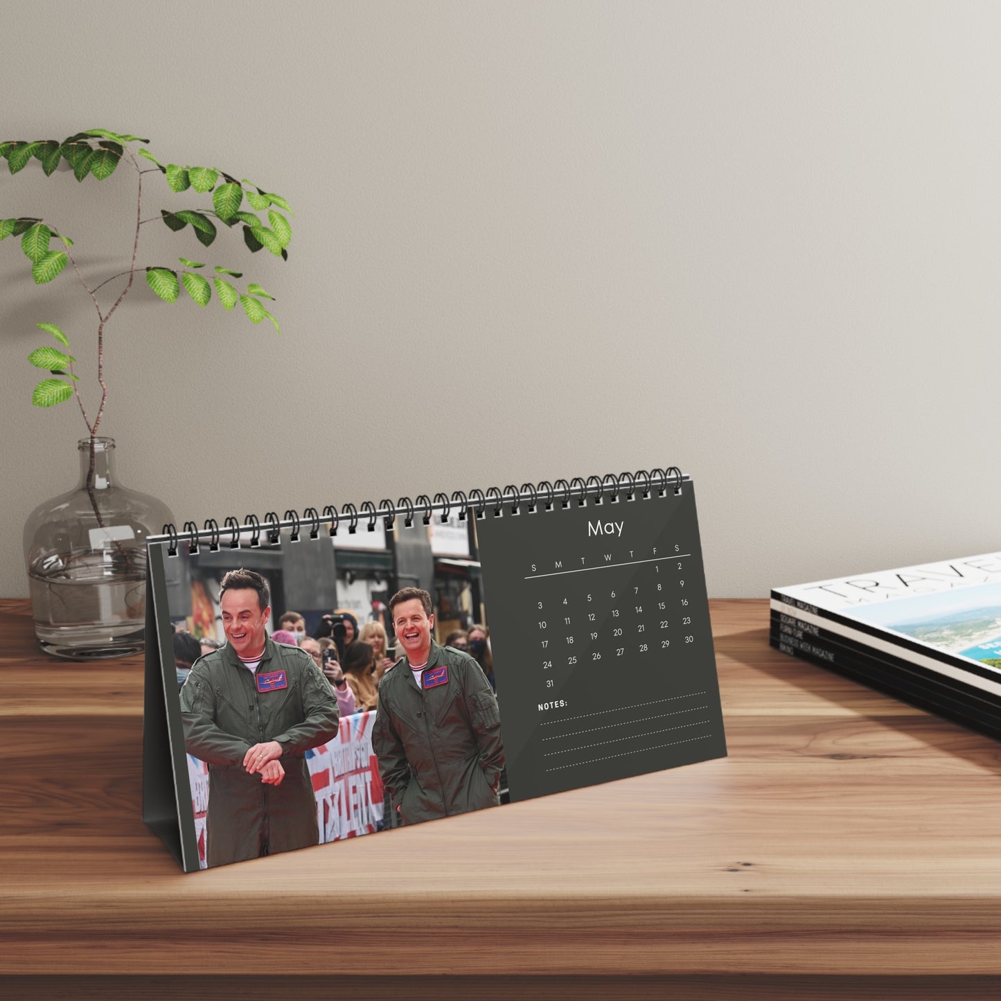 Ant and Dec 2026 Desk Calendar | Celebrity Spiral Bound Photo Calendar | Fan Collectible Gift | Fun Desk & Office Decor