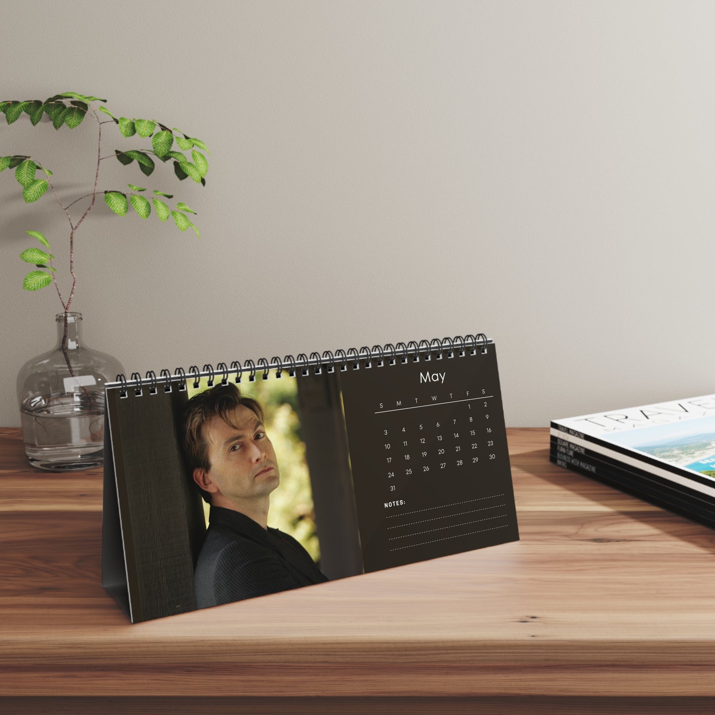 David Tennant 2026 Desk Calendar | Celebrity Spiral Bound Photo Calendar | Fan Collectible Gift | Stylish Desk & Office Décor